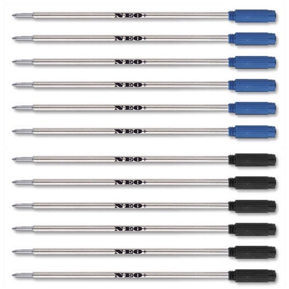 Quality Ballpoint Pen Refills, Compatible with Cross Pen, 8513 (6 x Blue Ink + 6 x Black Ink)