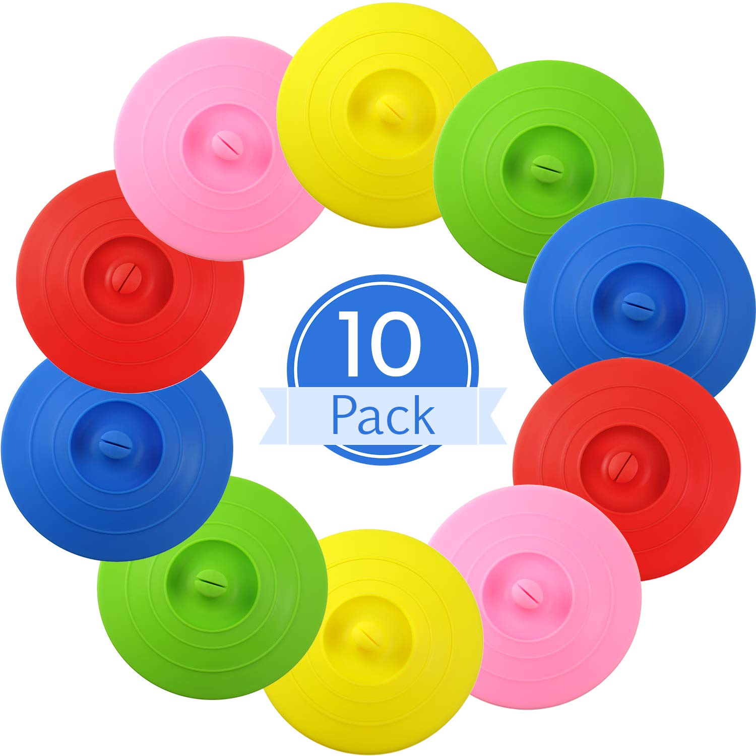 Photo 1 of 10 Pieces Silicone Cup Covers for Drinks 4. 13 Inch Anti-dust Silicone Cup Lids with Spoon Holder for Coffee Tea Mug Glass Airtight Seal Lids, 5 Bright Colors