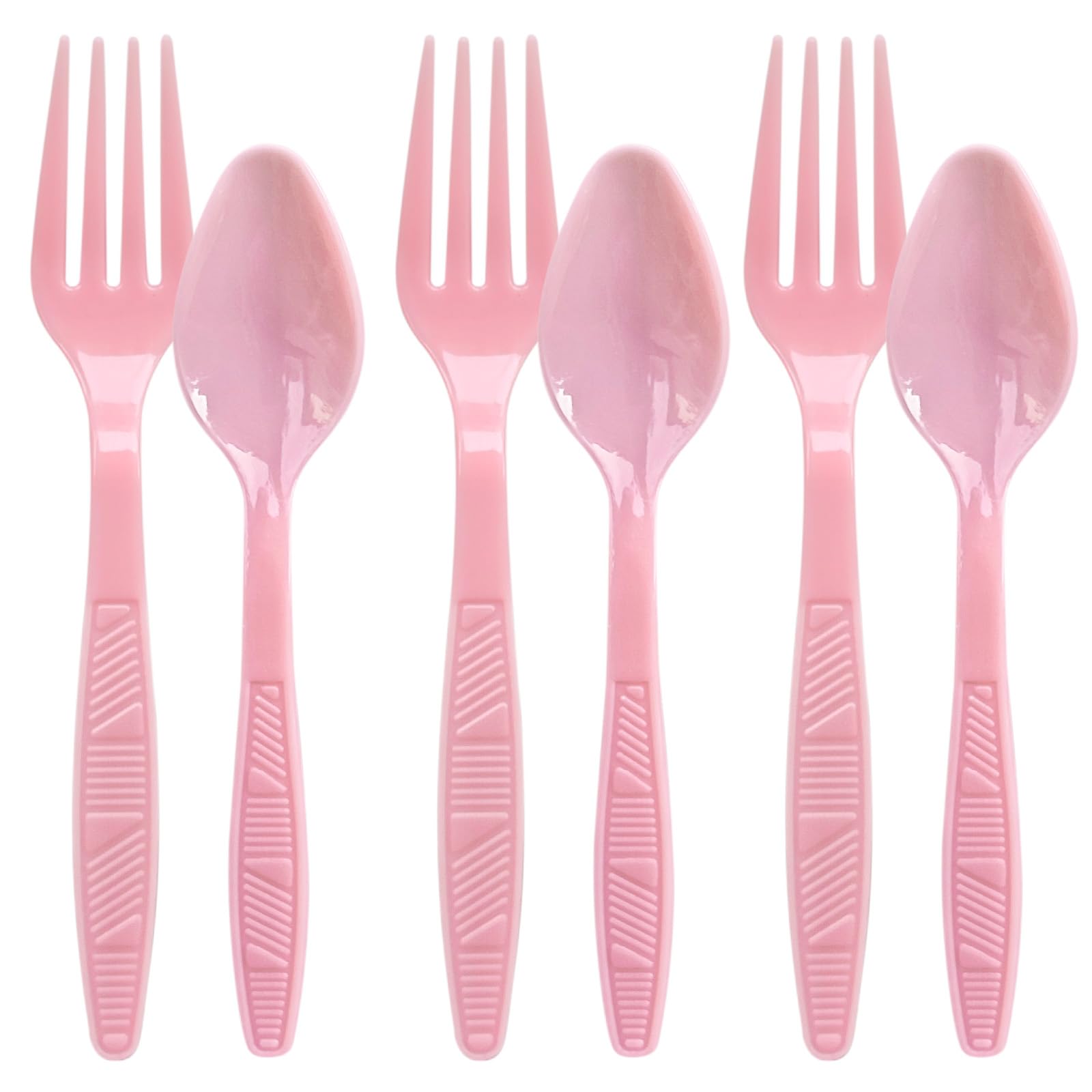 Photo 1 of Plastic Forks and Spoons Heavy Duty, Pink Disposable Plastic Silverware Set for Party Supplies 96PCS