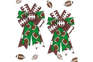ON-AIRSTORE 2PCS American Football Wreath Bows Football Bows Green White Strips Burlap Bows for Wreath, Sports Fabric Linen Ribbon Bow for Super Bowl Party Home Indoor Outdoor Decoration Wreath Ornament Supplies