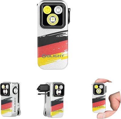 OLIGHT Oclip Pro Mini LED Taschenlampe mit Flutlicht, fokussiertes Licht und Rotelicht,500 LM helle USB-C wiederaufladbare Flashlight,IPX6 Clip Lampe kleine Blinklicht für Camping (Deutsche Flagge)