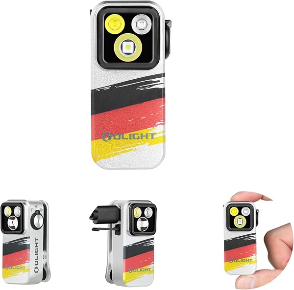 OLIGHT Oclip Pro Mini LED Taschenlampe mit Flutlicht, fokussiertes Licht und Rotelicht,500 LM helle USB-C wiederaufladbare Flashlight,IPX6 Clip Lampe kleine Blinklicht für Camping (Deutsche Flagge)