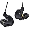 CCZ DC02 in Ear Monitors IEM Earphones without Microphone, Dual Magnetic Circuit DD HiFi Stereo Sound Wired Headphones, Noise Cancelling Ear buds, 4N OFC Cable for Musician Singer (Black, without Mic)