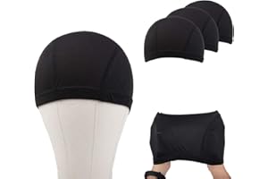 ZQIAN BEAUTY Dome Caps for Wigs 6 Pcs Stretch Black Dome Caps for Women Men Large Mesh Dome Caps for Wigs Dome Cap (6 Pcs, Black, L)