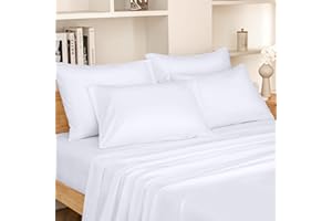 HOMEIDEAS Queen Size Bed Sheets - 6 Piece Set (White) - Extra Soft Brushed Microfiber 1800 Bedding Sheets, Deep Pocket, Wrinkle & Fade Free