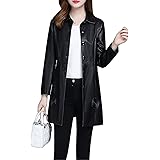 Arlita Women's Button Front PU Leather Blazer Jacket Lapel Slim Faux Leather Coat