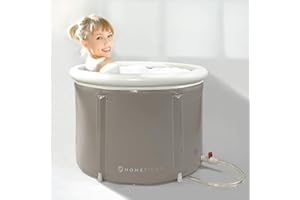 Portable Bathtub (Small) by Homefilos, Ice Bath and Cold Plunge for Athletes, Inflatable Adult Size Japanese Soaking Hot Tub 