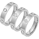 Arthur Liu 14K Gold Plated Cubic Zirconia Band Rings Stackable Stainless Steel Love Rings Set for Women