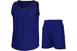Essenclo Boys Clothing Sets, Boys Athletic Shorts & Sleeveless Shirts, Crew Neck Kids Tank Top Clothes Size 3-16 (2 Pcs Set)