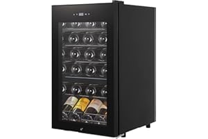 Euker 24-Bottle Compressor Wine Cooler Refrigerator - Freestanding Beverage Fridge for Red, White, Champagne & Sparkling Wines (40°F to 65°F) with Digital Temperature Control and Full Glass Door
