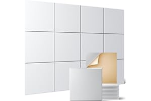 Sonicism 12 Pack Acoustic Wall Panels with Self-Adhesive, 12" X 12" X 0.4" Sound Proof Foam Panels, Decorative Soundproof Wall Panels, Sound Proof Absorbing Tiles for Home & Offices, White