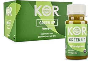 Kor Shot Wheatgrass Ginger Spirulina Shot - 24 Pack x 1.7 Fl Oz - Green Up Shot - Daily Greens Superfoods Shot - USDA Certified Organic