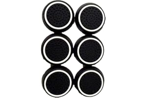 UPONEW 6 PCS Black with White Controller Thumbstick Caps Cover Replacement Silicone Touch Controller Rocker Cover for PS3 / PS4 / PS5