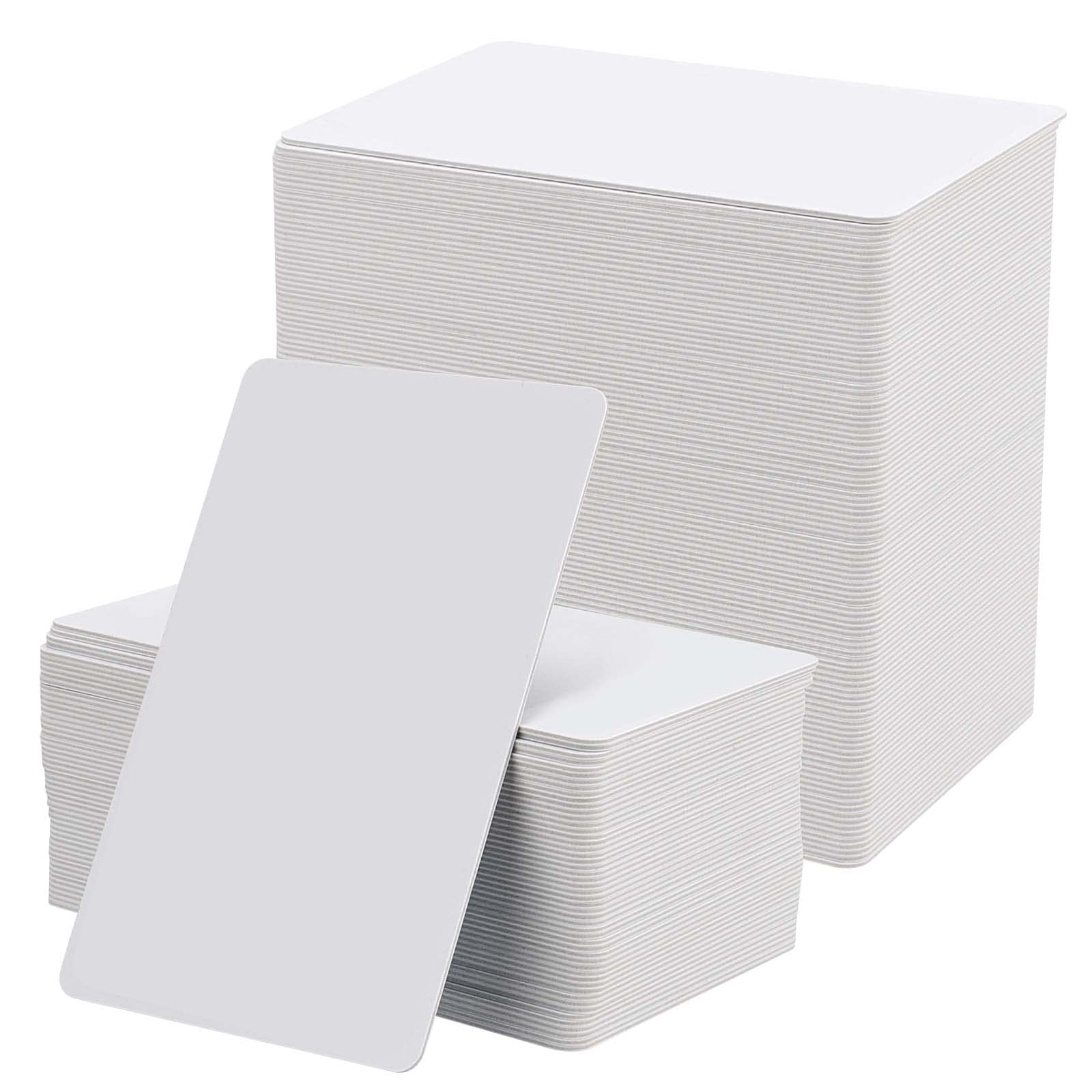 JEUIHAU 250 PCS Premium White Business Cards, 0.76 mm Thick Blank PVC Cards Plastic Blank Business Cards, 3.4 x 2.1 in / 85.5 x 54 mm