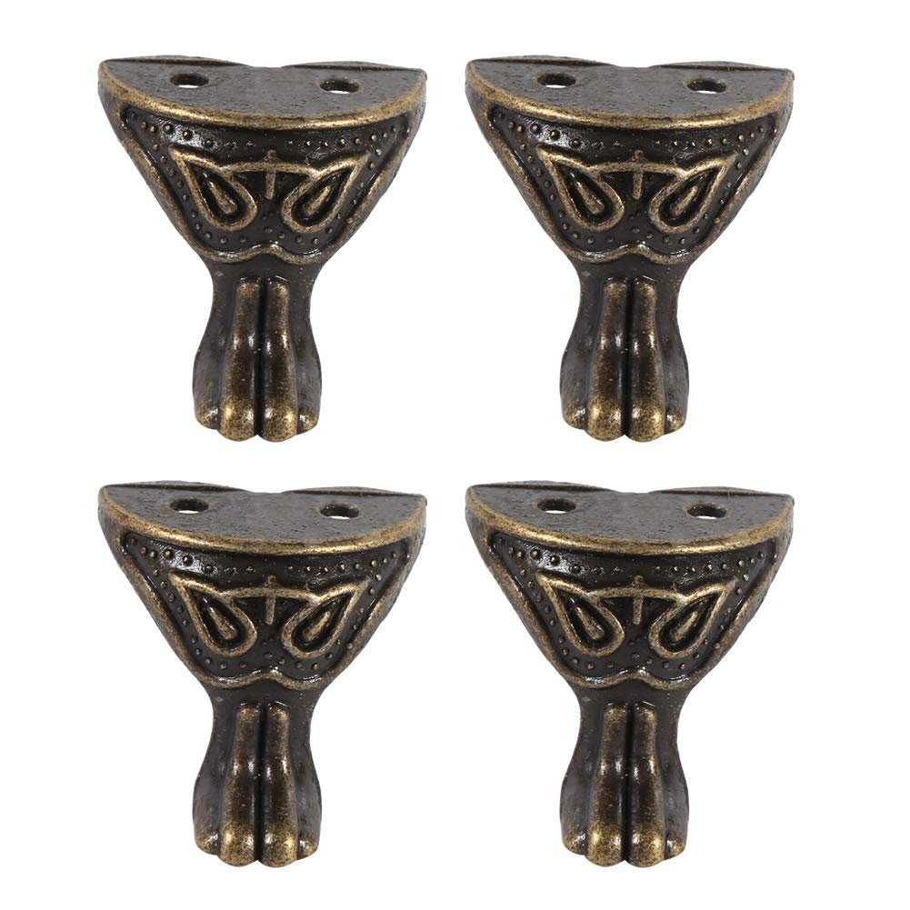 TOPINCN 4Pcs Antique Brass Corner Decorative Feet Leg Protector Jewelry Gift Box Wood Case Decorative Feet Legs Corner Protector Vintage