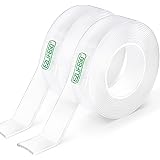 EZlifego Double Sided Tape Heavy Duty(Extra Large, Pack of 2, Total 396 Inch), Nano Double Sided Adhesive Tape, Clear Mountin