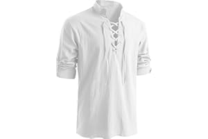 Westmall Men's medieval Retro Style pirate Shirts Renaissance shirt Long Sleeve Shirts Viking style Halloween costume