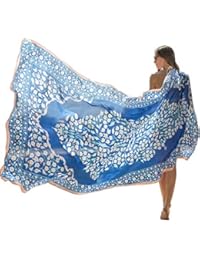 DANA XU 100% Pure Silk Large Size Women Soft Pashmina Shawls and Wraps Â¡Â­ (Blue&White)