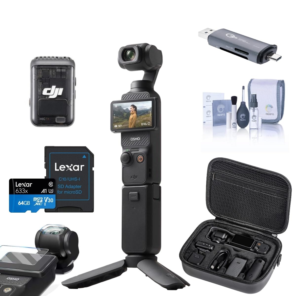 DJI Osmo Pocket 3 Gimbal Camera Creator Combo, Bundle with 64GB Memory Card, Card Reader (Creator Combo Bundle)