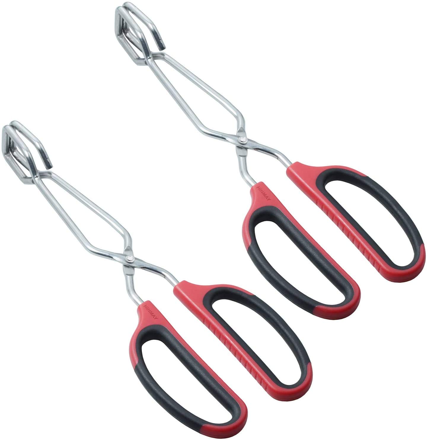 HINMAY 10-Inch Scissor Tongs with Comfort-Grip Handle Barbecue Grilling Tongs, Set of 2