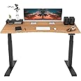 FLEXISPOT Z8 Luxe Oval Leg Dual Motor 3 Stages Bamboo Electric Standing Desk 78x30 Inch Whole-Piece Board Height Adjustable Electric Stand Up Desk Sit Stand Desk (Black Frame + Bamboo Curved Desktop)
