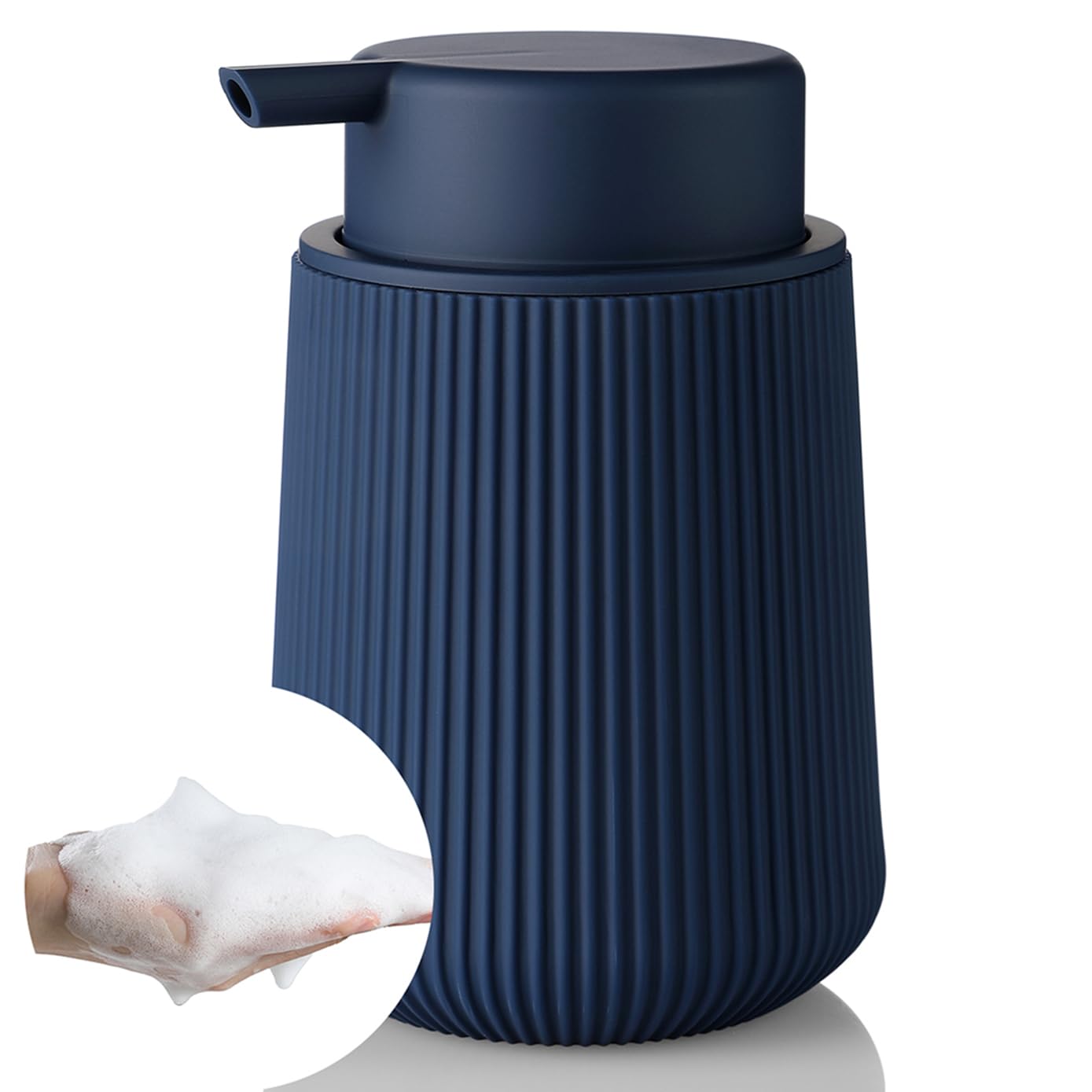 YAUKPH Striped Foaming Hand Soap Dispenser with Leak-Proof Pump for Bathroom and Kitchen Countertop 11oz Navy Blue