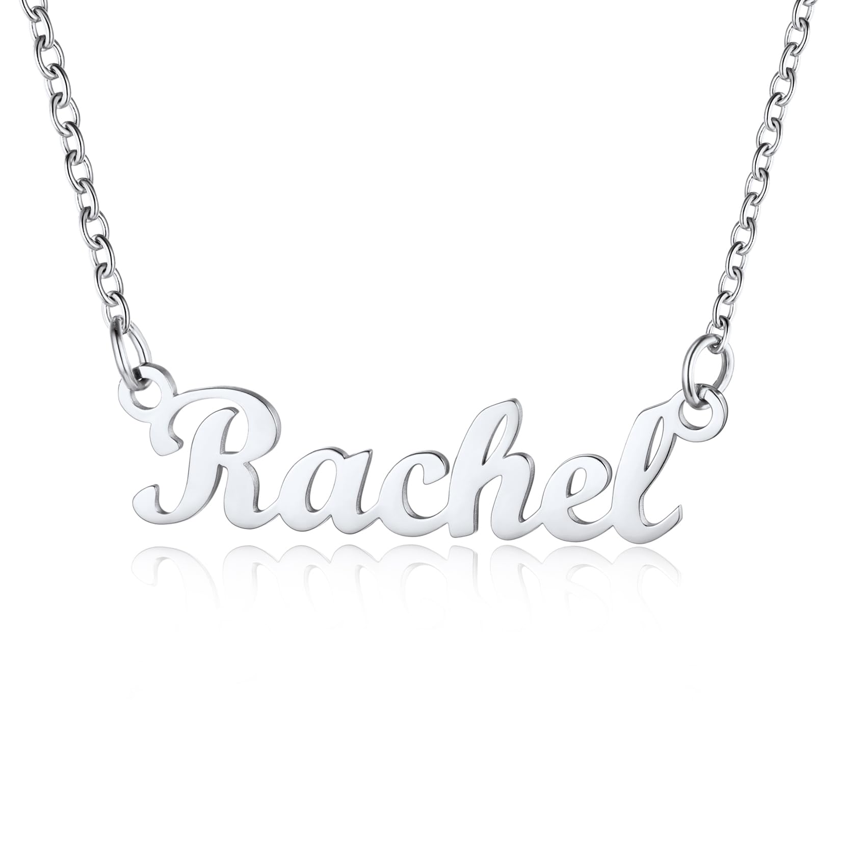 U7 Rachel Necklace for Girls Silver Pendant Womens Name Necklaces — image 1