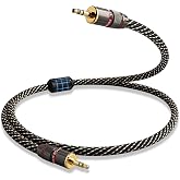 YYTCG Audiophile HiFi Audio Cable 3.5mm AUX Cable 3.28ft | 6N OFC Core, 24K Gold-Plated Plugs, Nylon Braid, for Car Home Stereos, Speaker, Amplifier, Studio Monitors and TVs