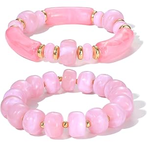 Sajidos Chunky Beaded Bracelet for Women Boho Resin Pearl Statement Jewelry | Colorful Acrylic Resin Beaded Bracelet with Par