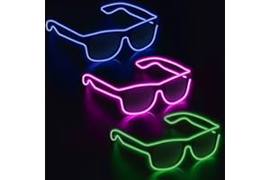 YouRfocus Wireless Led Light up Glasses 3 Pack Glow in The Dark Neon Glasses for Rave Party, EDM