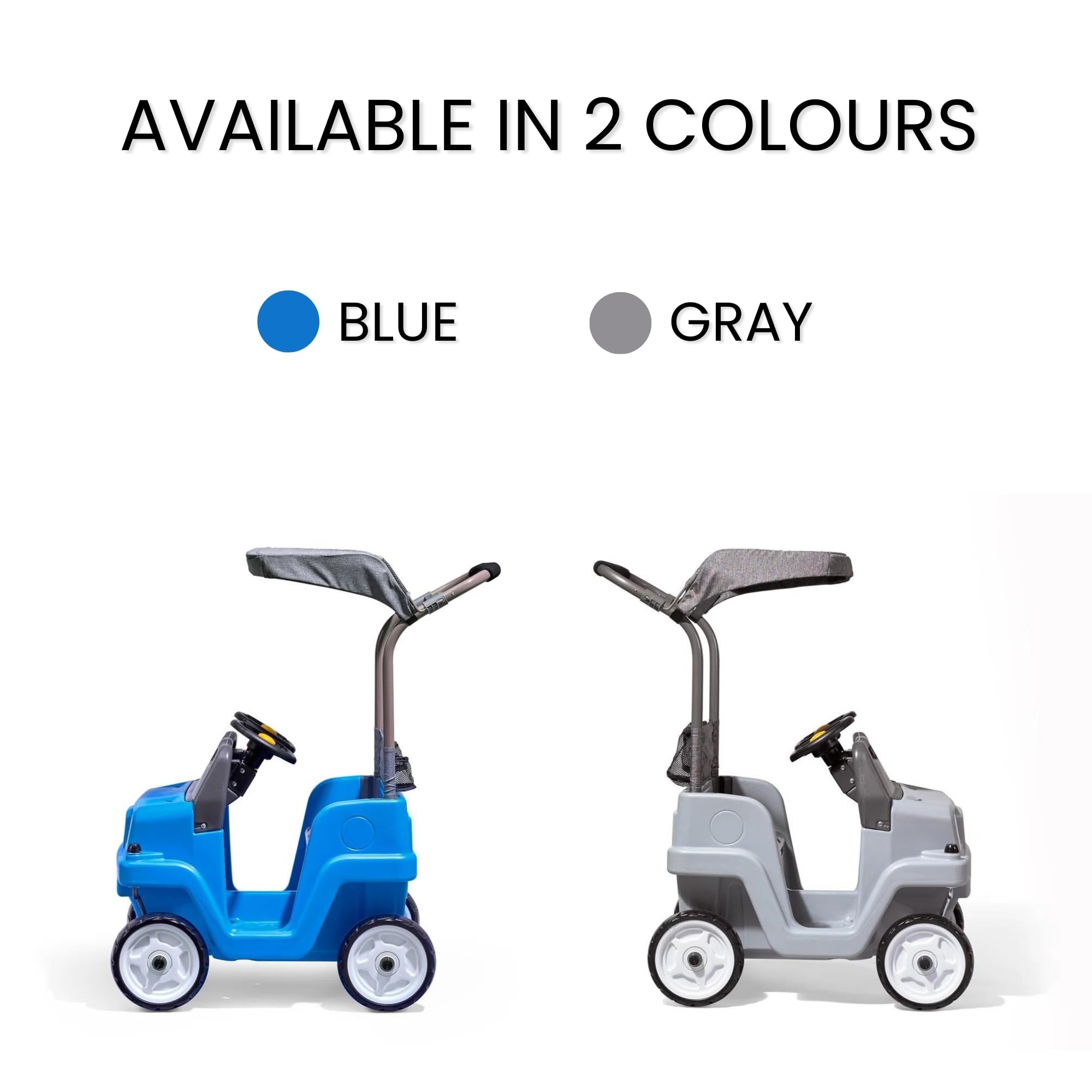 Step2 Side-by-Side Push Around SUV, Kids Push Car, 2 Seats, Stroller Substitute, Includes Seat Belts & Horns, Made of Durable Plastic, Max Weight 100 lbs., for Toddlers 1.5-5 Years Old, Gray