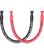 WindyNation 4/0 AWG Gauge Red Black Pure Copper Battery Inverter Cables Solar, RV, Car, Boat 2 Feet 3/8 In Lugs - View #10