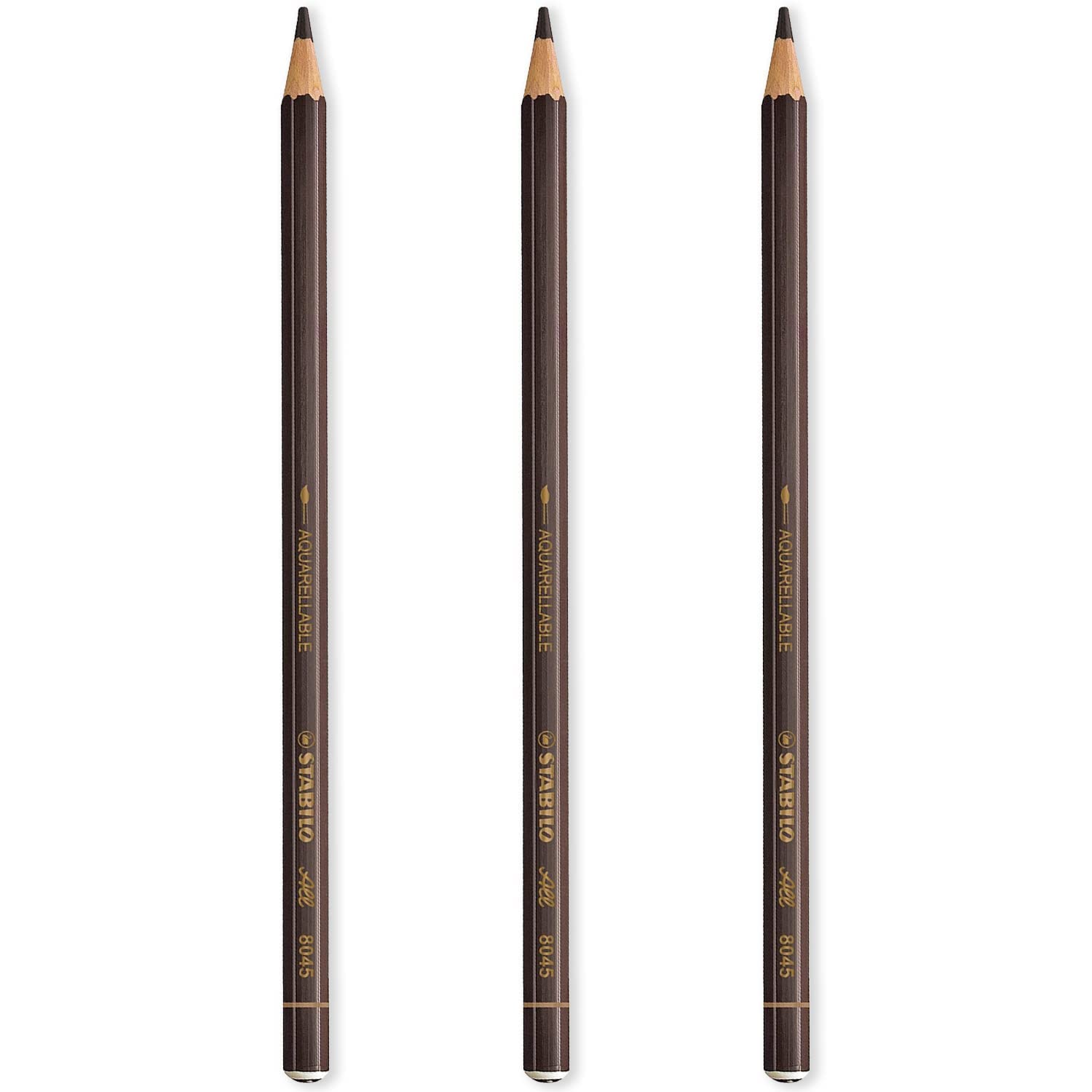 STABILO All Watercolour Effect Pencil Pack of 3 Pencils (Brown)