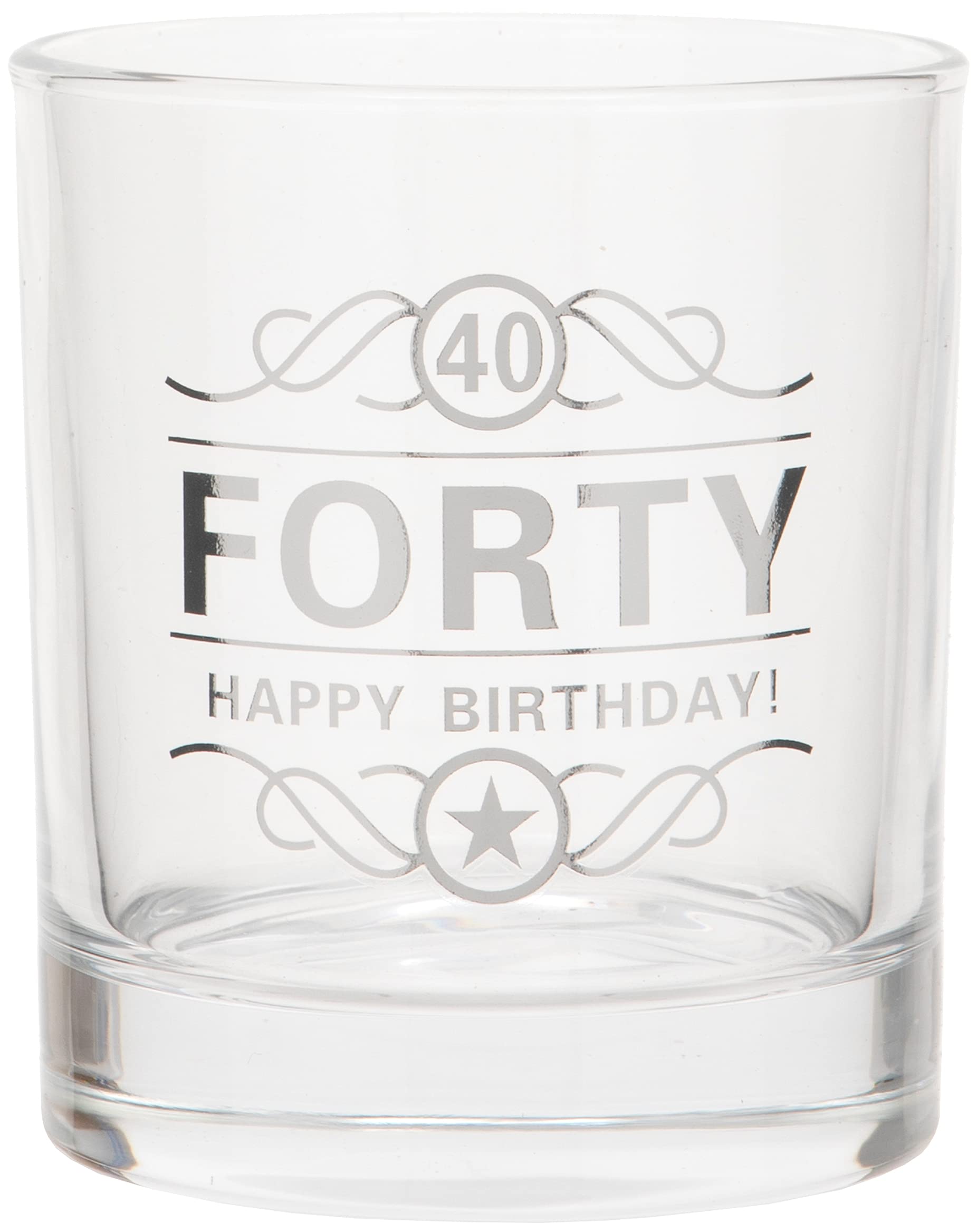 Maturi 40th Birthday Spirit Glass 'Forty Happy Birthday!', 350ml, Gift Boxed