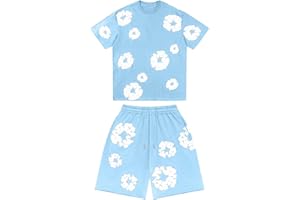 Men Women Tracksuit Set Casual Oversized Short Sleeves Tops and Shorts Vintage Kapok Printed Hip Hop Streewear