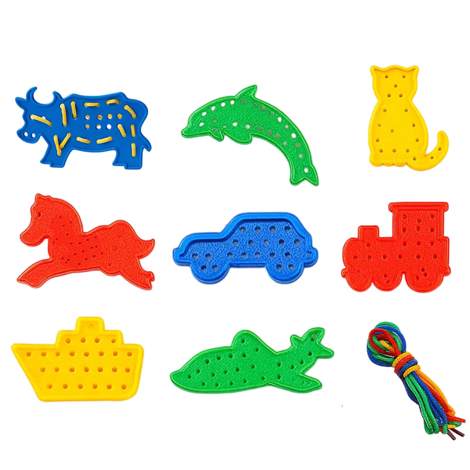 QhgPnt Threading Toys, 8 Transport Threading Boards with 8 Laces, Toddler Travel Toys for 2 Year Olds, DIY Stringing Toys for Fine Motor Skills, Montessori Classroom Activities