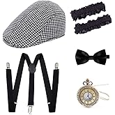 Gionforsy 1920s Accessories for Men 20s Gatsby Gangster Costume Accessories Set Newsboy Hat Set Roaring 20s Costume
