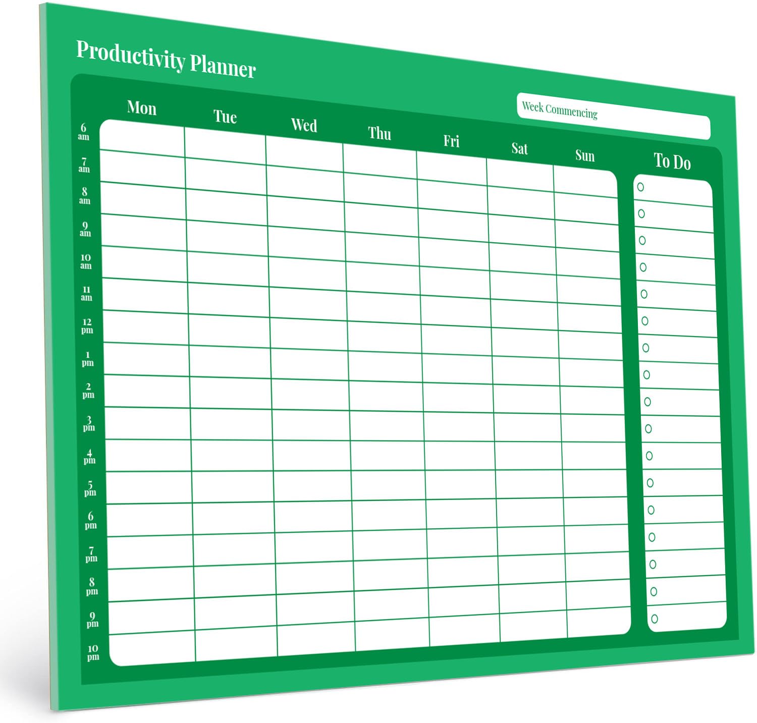 Weekly Time Management Planner - Perfect for Home, Office, Study/Revision & General Productivity - A4 size with 52 tear off sheets - Quality 100gsm paper with sturdy 1250 micron white backing board