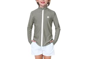 AOBUTE Unisex Kids Zipper Rash Guard Boys UPF 50+ UV Protection Sun Shirt with Thumb Hole 3-12 Years