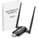 WiFi Adapter for Desktop PC, QGOO Wireless AC1300Mbps USB 3.0 Network Dongle with 5dBi High Gain Dual Antennas, 2.4GHz/5GHz Dual Band for Laptop Computer Compatible Windows11/10/8/7