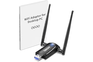 WiFi Adapter for Desktop PC, QGOO Wireless AC1300Mbps USB 3.0 Network Dongle with 5dBi High Gain Dual Antennas, 2.4GHz/5GHz Dual Band for Laptop Computer Compatible Windows11/10/8/7