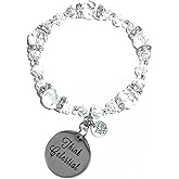 Hidden Hollow Beads Crystal Stretch Charm Bracelet, Women’s Message Dangle, Comes Packaged In A Beautiful Gift Bag (Think Celestial)