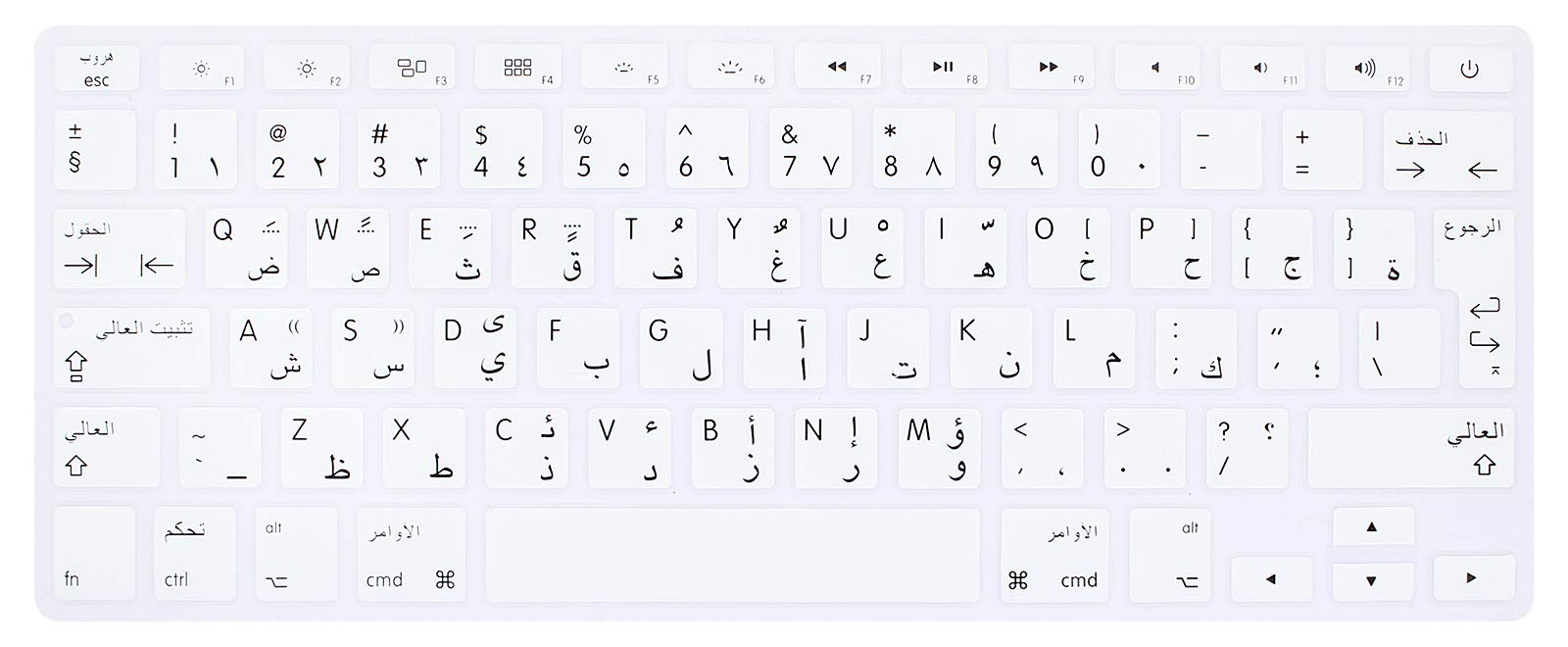 MMDW Arabic QWERTY ISO Silicone Keyboard Cover for Macbook Pro 13 Inch,15 Inch (with or without Retina Display,2015 or Older Version) Old Air 13 Inch European/ISO Keyboard Layout Silicone Skin,White