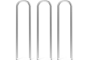 MySit 50 Pack 12 Inch Garden Stakes Heavy Duty 11 Gauge Galvanized Yard Staples U Pegs Fences Drip Irrigation Securing Stakes 1/2-Inch to 1-5/8-Inch Loop Stake for Anchoring Lawn Drippers Soaker Hose