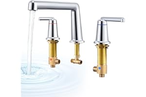 SOEBIZ Roman Bathtub Faucet Tub Filler, Deck Mount Tub Faucets with Valve Widespread, Bath Soaking Tub Filler Spout Kit，2 Handle 3 Hole Bathroom Faucet Brass High Flow, Chrome Brass B9907CP