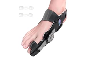 HUQKIYA Bunion Corrector for Women & Men - Bunion Fix for Hallux Valgus Pain Relief with Non-Slip Big Toe Separator, Adjustable Big Toe Straighter, Bunion Splints Fits Left & Right Feet (Black 1Pcs)
