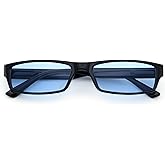 SA106 Mens Hippie Hustler Color Lens Narrow Rectangular Black Frame Sunglasses