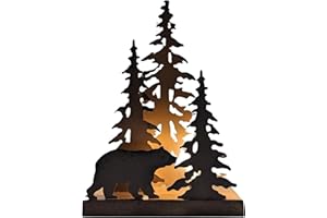BESTGIFTEVER Rustic Metal Bear Silhouette Table Lamp – Forest-Inspired Night Light for Cabin, Lodge, and Woodland Décor