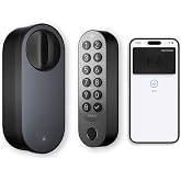 Aqara Smart Retrofit Lock U200 with Apple Home Key &amp; Fingerprint, Black | Keypad Included, Rechargeable Battery, Matter over Thread, Supports Apple Home, Alexa, SmartThings, Keyless Entry Door Lock