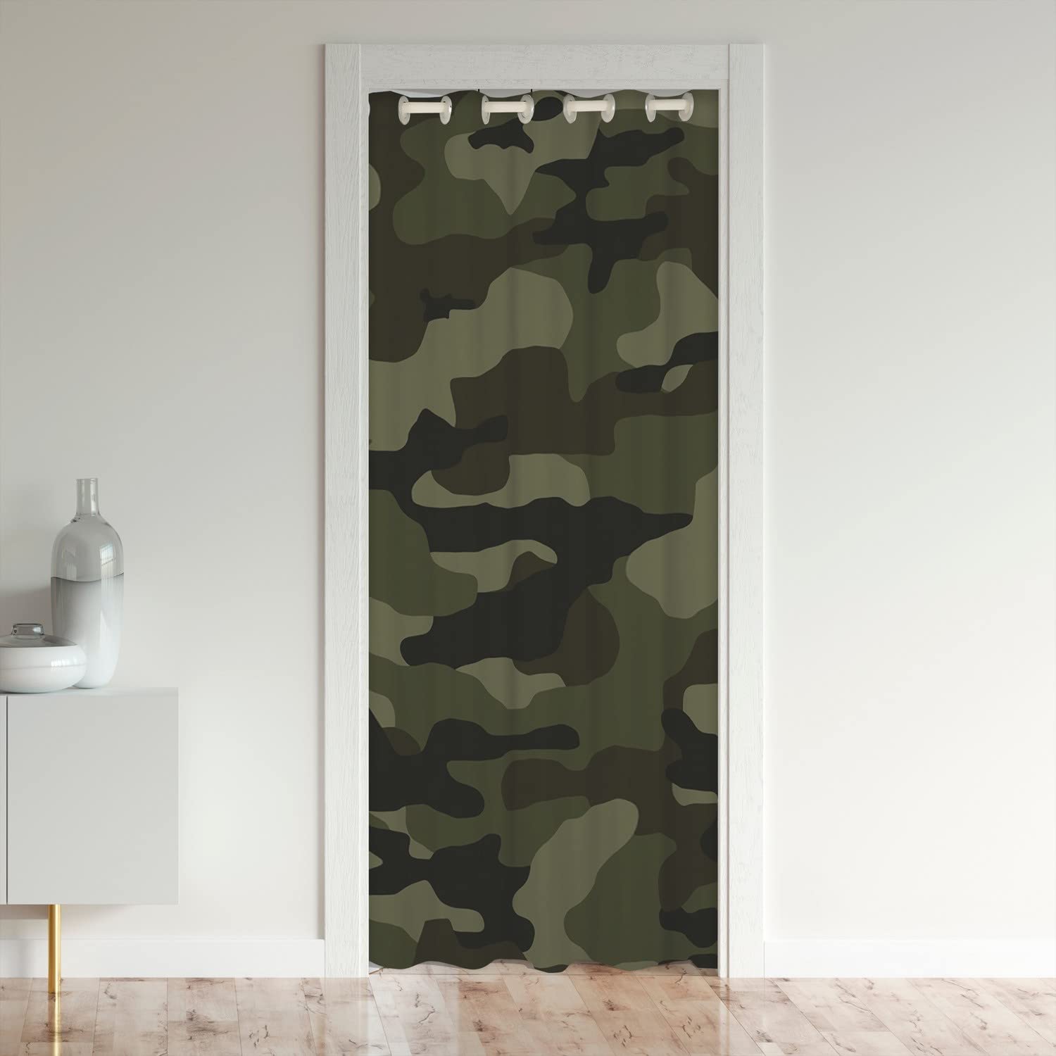 Loussiesd Camouflage Door Curtain for Doorway Privacy 150x203cm Camo Room Divider Curtain Cover Camouflage Closet Door Cover Curtain for Decor Military Style Green Window Treatments